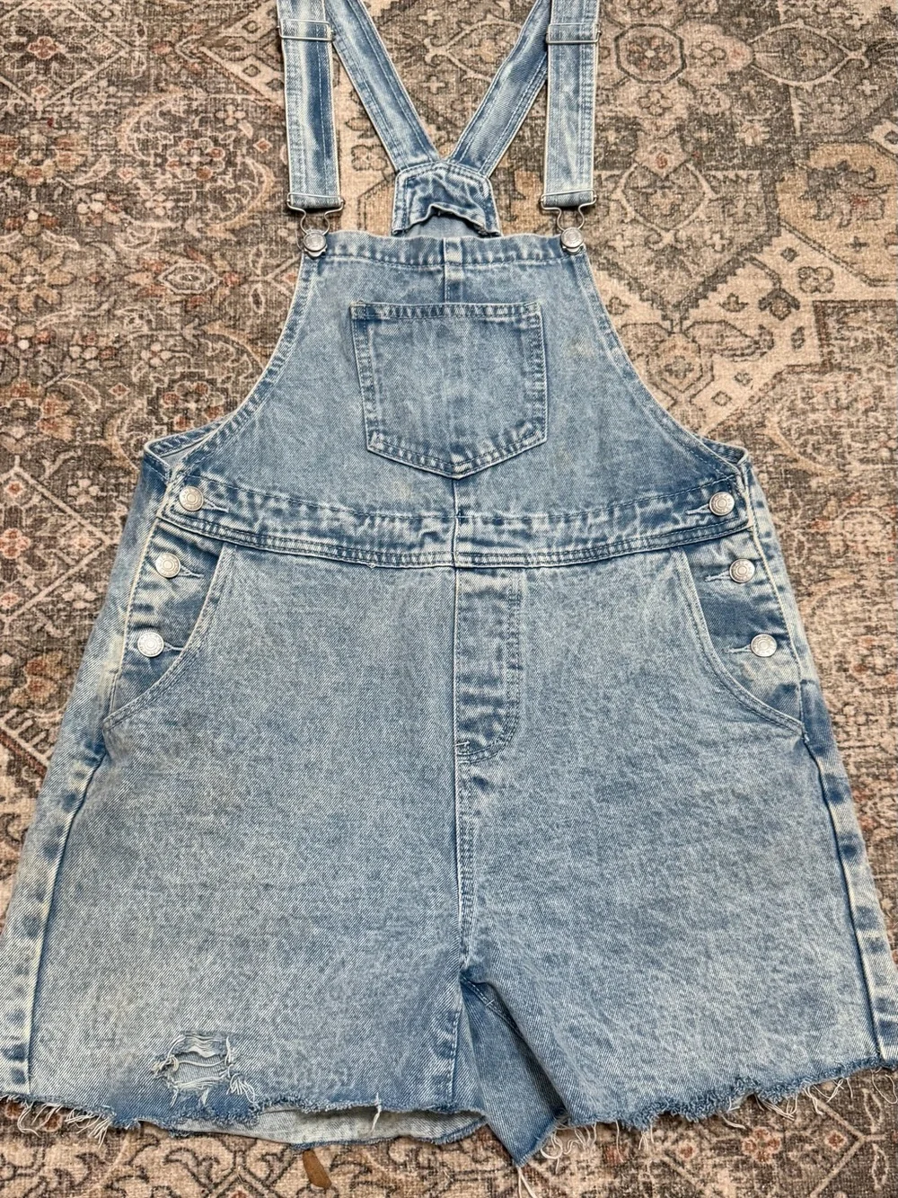 Denim Overall Shorts - Size Large